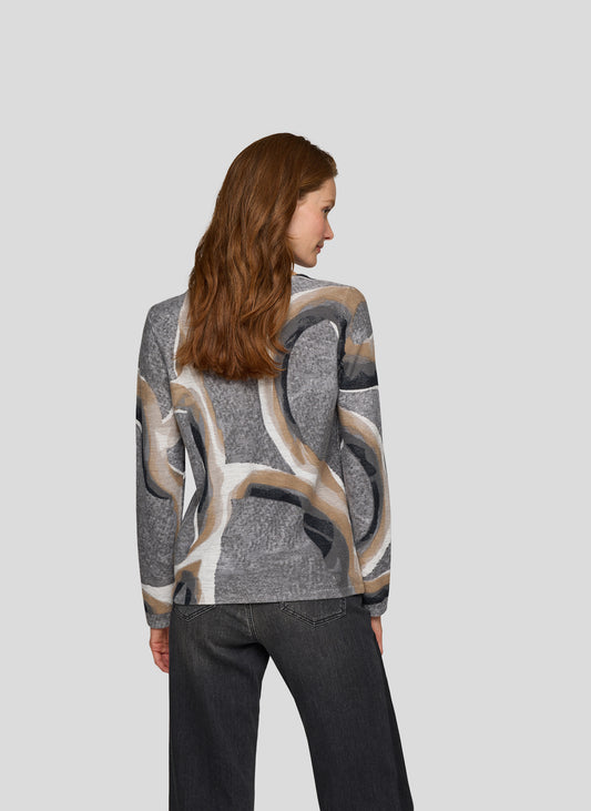 RABE Grey and Beige Circle Knit