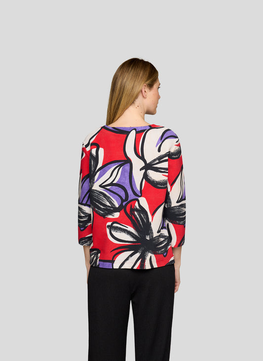 RABE Red Floral Print Top