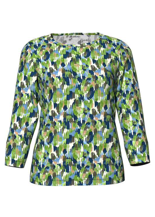 RABE Green Geo Print Jersey Top