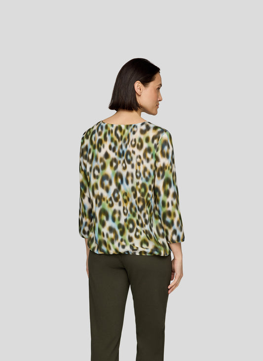 RABE Green Leopard Print Top