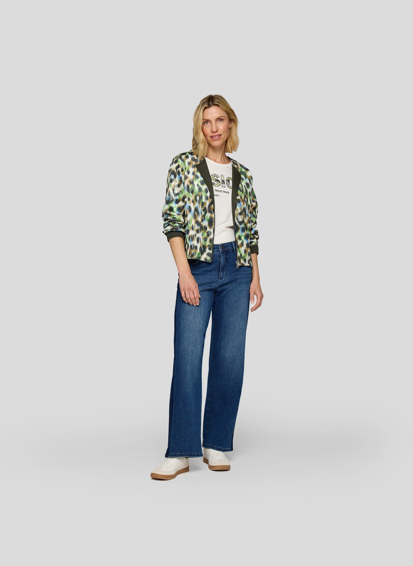 RABE Green Leo Sequin Bomber Jacket