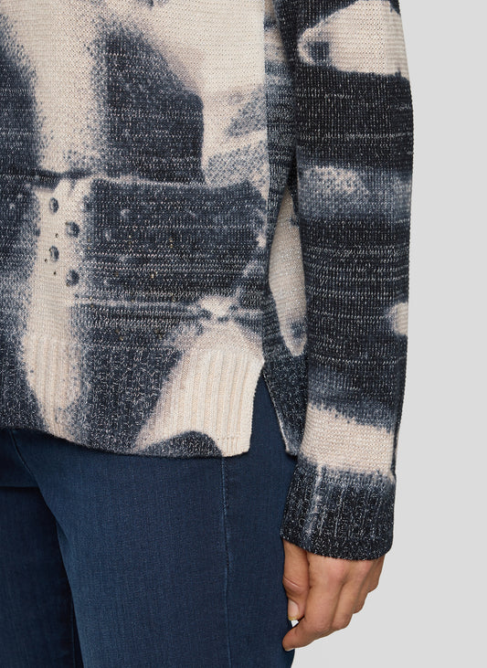 RABE Navy and Cream Shimmer Knit Jumper