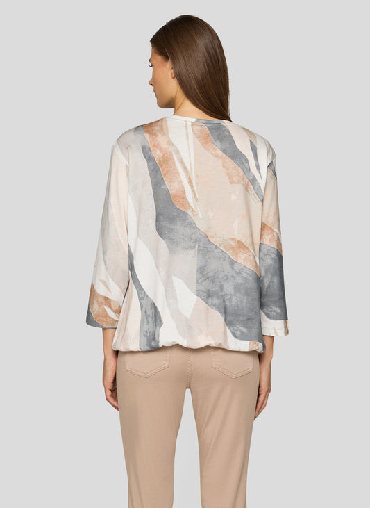 RABE Grey and Beige Jersey Top