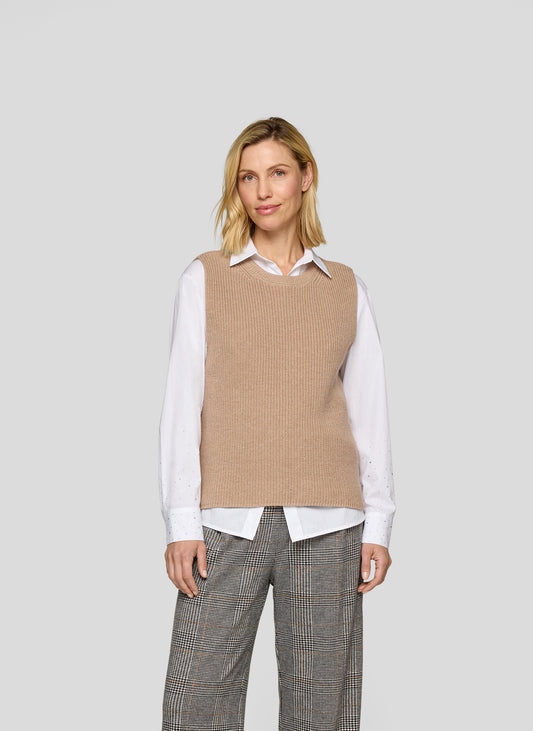 RABE Taupe Stripped Knit Vest