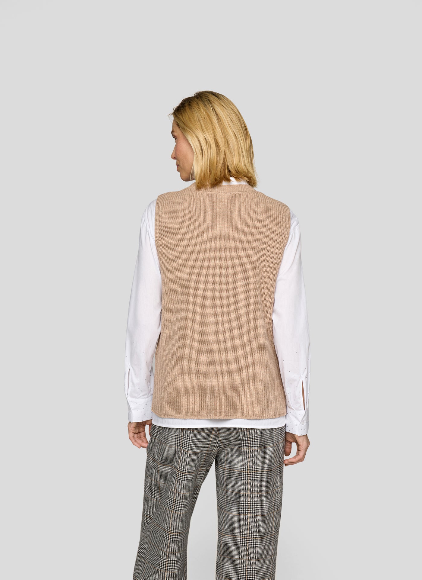 RABE Taupe Stripped Knit Vest