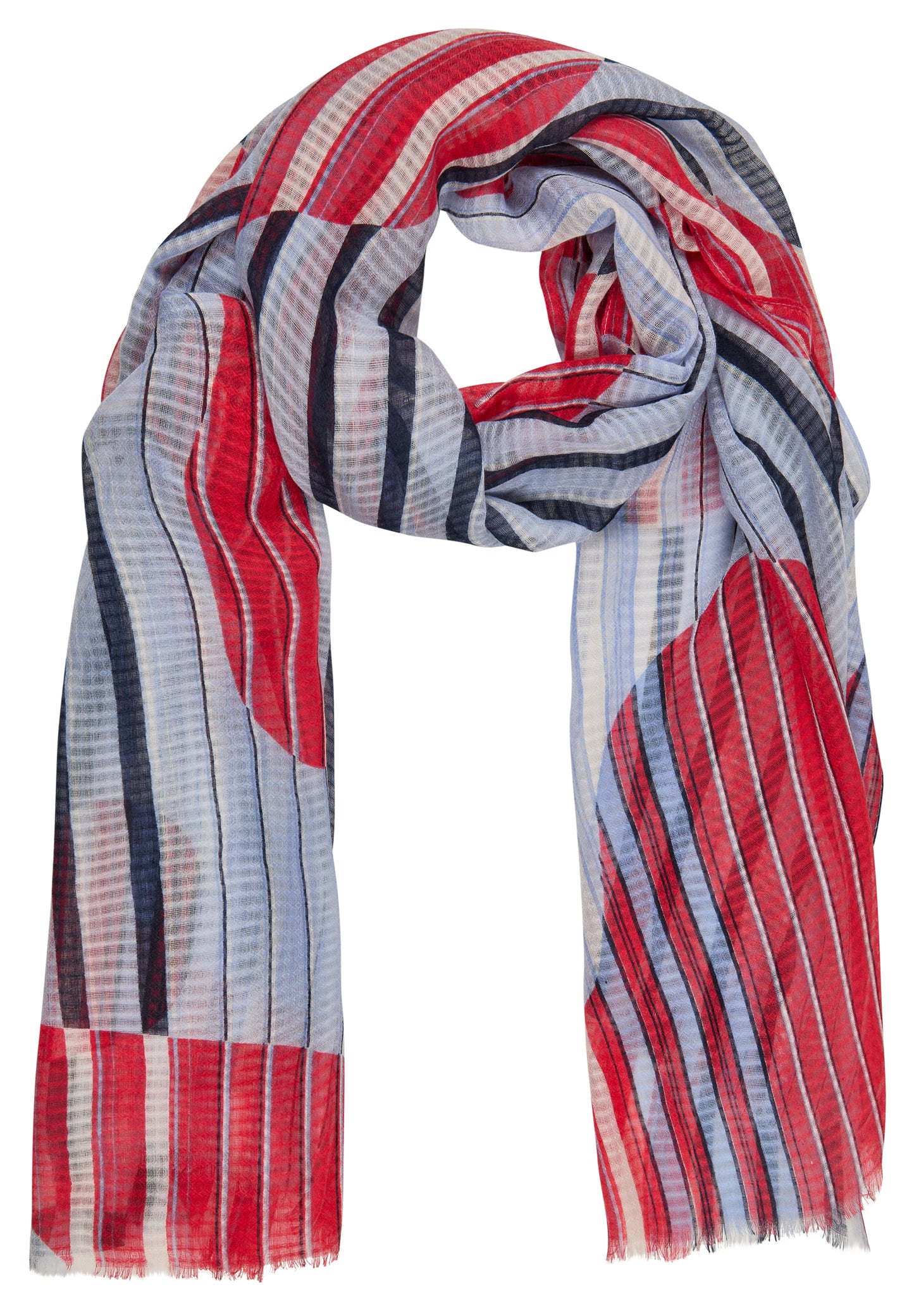 RABE Blue and Vermillion Print Scarf
