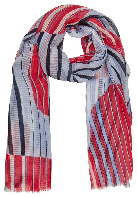 RABE Blue and Vermillion Print Scarf
