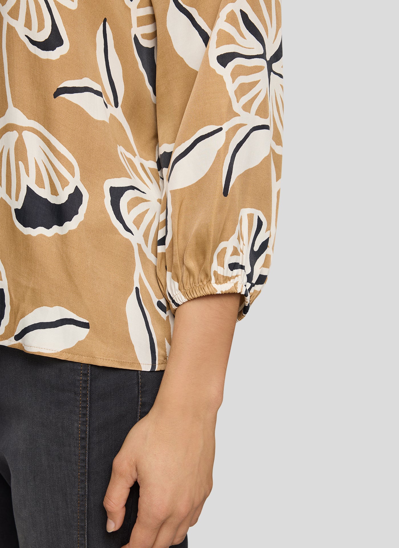 RABE Almond Printed V-Neck Blouse