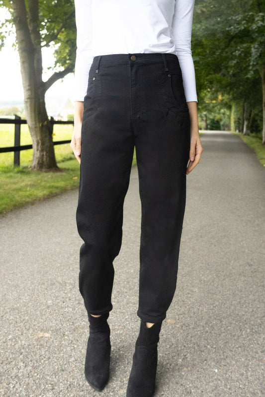 No2moro Black Barrel Leg Rhea Jean