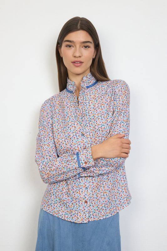 TINTA Rita Floral Print Ruffle Shirt
