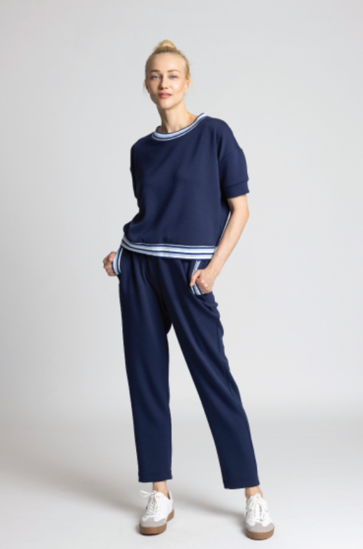 SANI BLU Trim Navy Jersey TOP
