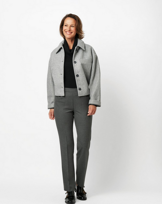 TONI Grey Mini Hounstooth Scarlet Trousers