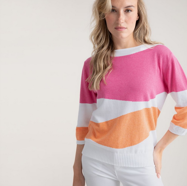 Marble Pink and Orange Wave Knit Jumper