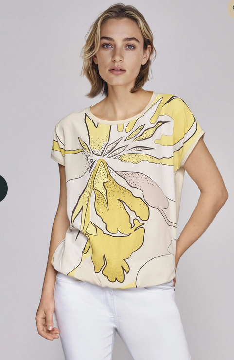 Gollehaug Yellow Leaf Print Top