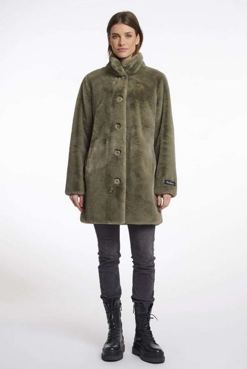 Rino&Pelle Long Green Faux Fur Coat