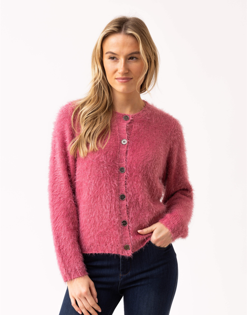 Marble Texture Rose Pink Knit Cardigan