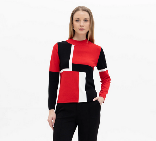 PASSIONI Red Colourblock Kniit Jumper