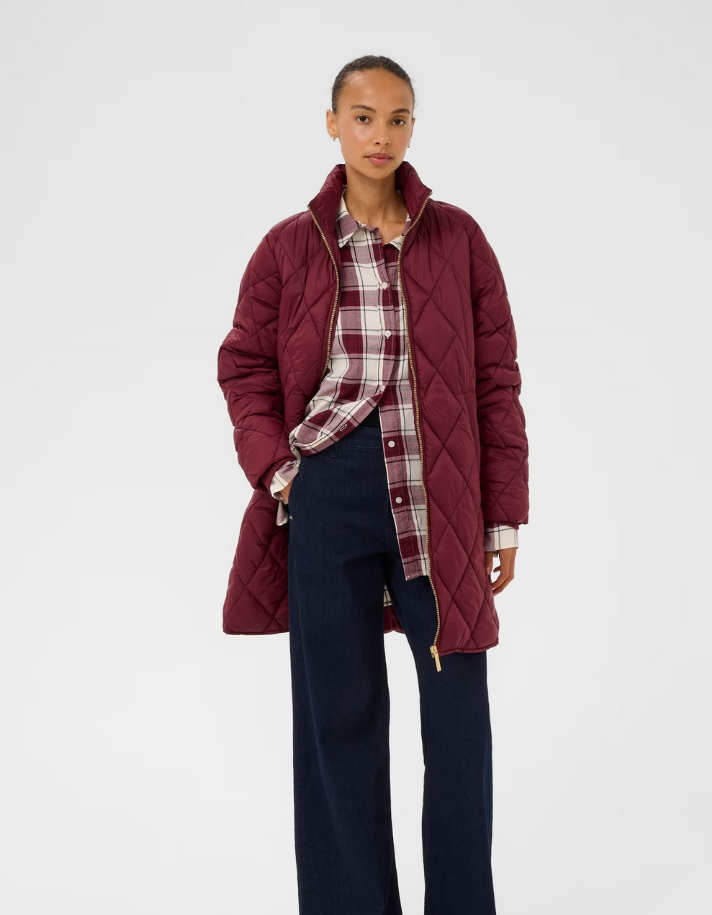 Part Two Burgundy Quilted Coat