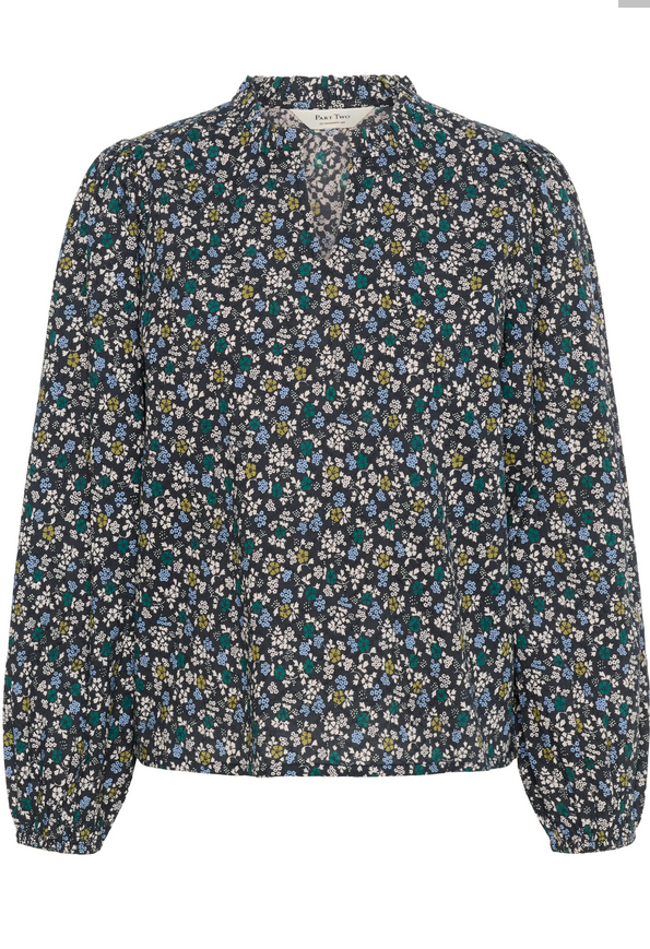 Part Two Black Mini Flower Print Blouse
