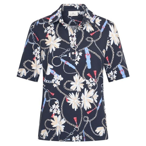 HV Society Navy Print Polo Shirt