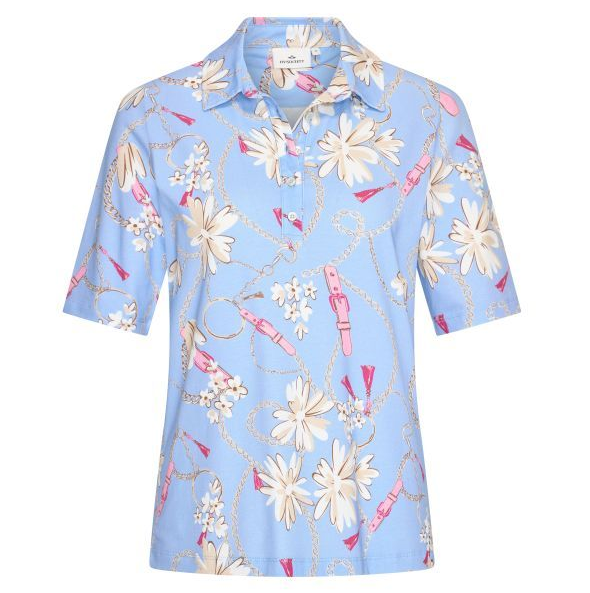 HV Society Blue Printed Polo Shirt