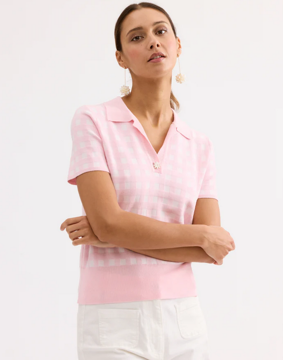 Leo&Ugo Pink Gingham Knit