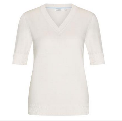 HV Society White V-Neck Knit Top