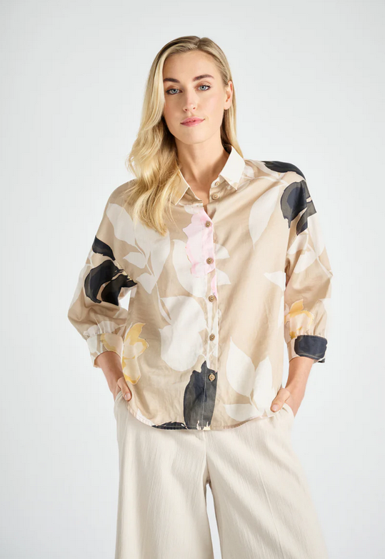 Marie Méro Flower Print Beige Top