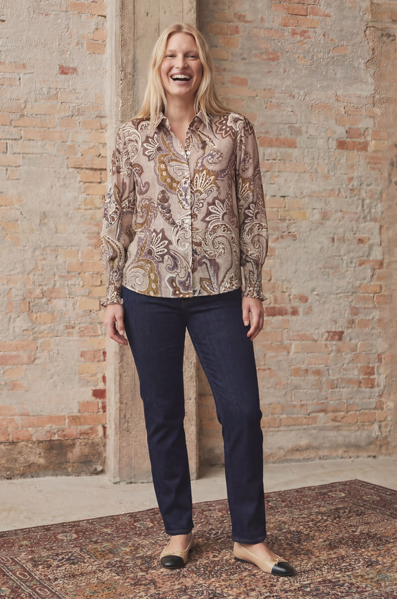 iSAY Taupe Paisley Button Up Shirt