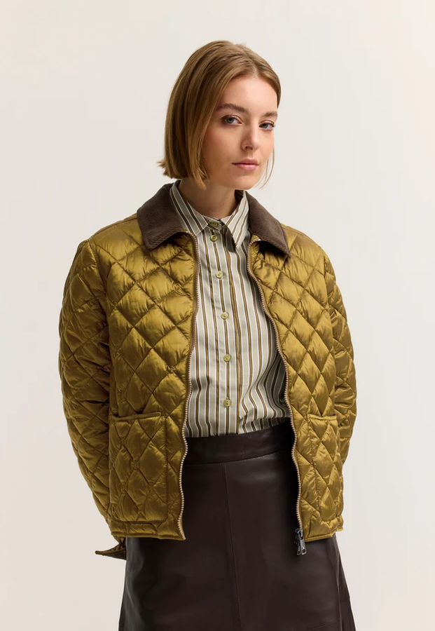 BUGATTI Olive Gold Quilted Diamond Jacket
