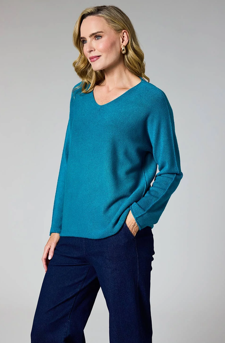 DECK By Decollage Teal V-Neck Knit Jumper