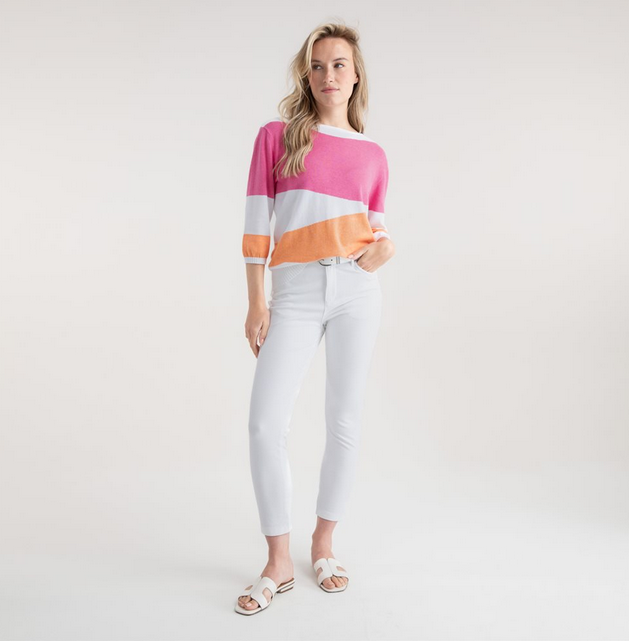 Marble Pink and Orange Wave Knit Jumper