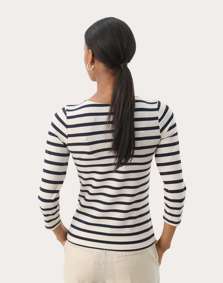 Part Two Navy Stripe Jersey Top
