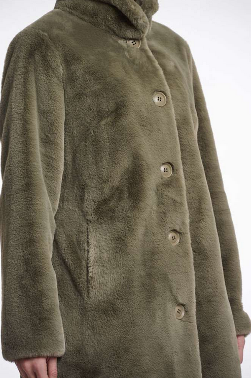 Rino&Pelle Long Green Faux Fur Coat