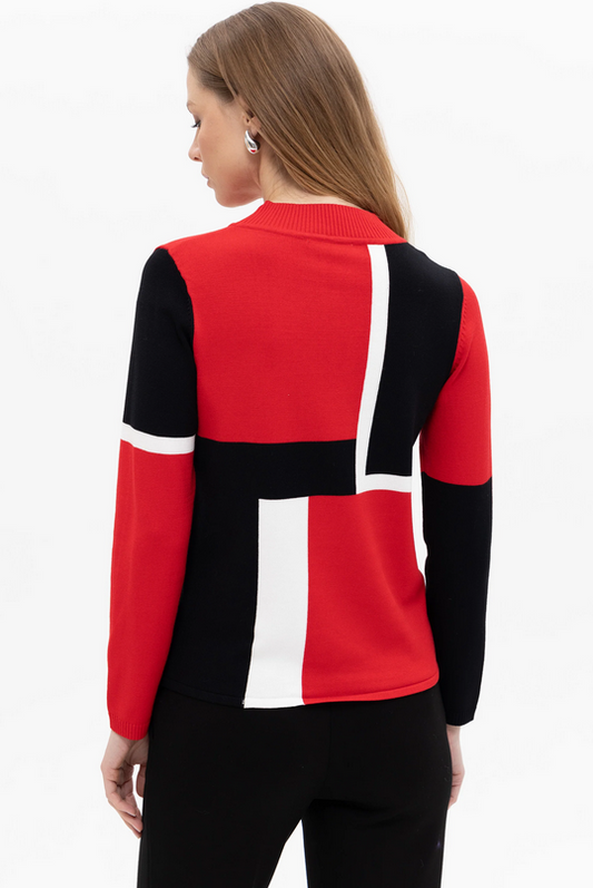 PASSIONI Red Colourblock Kniit Jumper