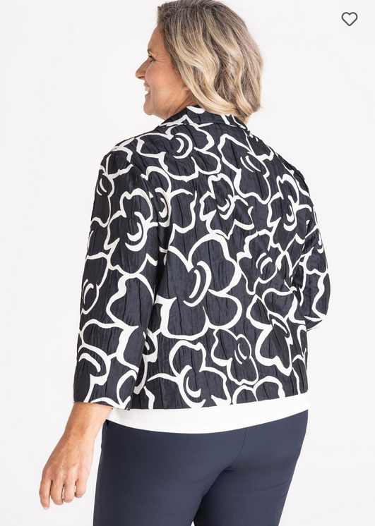 Frank Walder Cream Print Navy Jacket