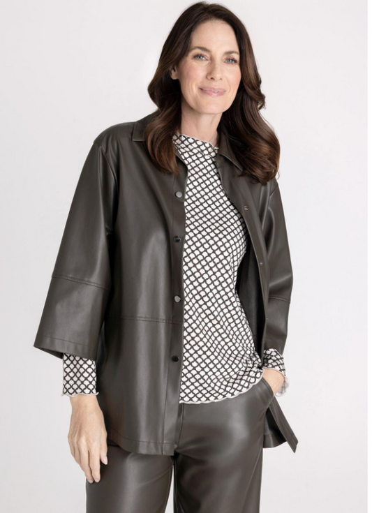 Frank Walder Faux Leather Shacket