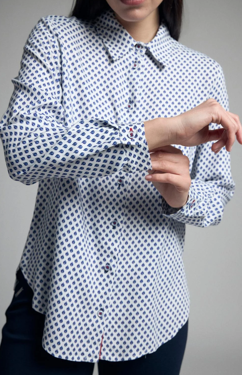 TINTA Raelia Blue Geo Print Shirt