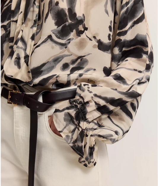 BUGATTI Cream and Black Bow Blouse