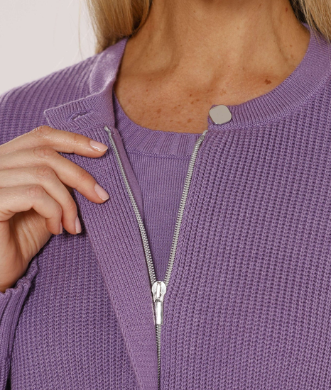 Gollehaug Purple Knit Zip Cardigan