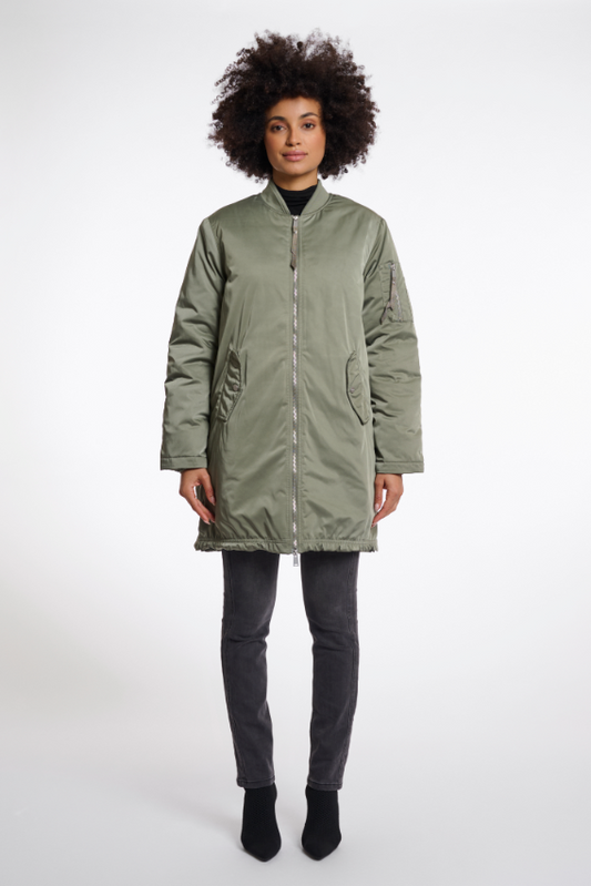 Rino&Pelle Green Longline Bomber Jacket