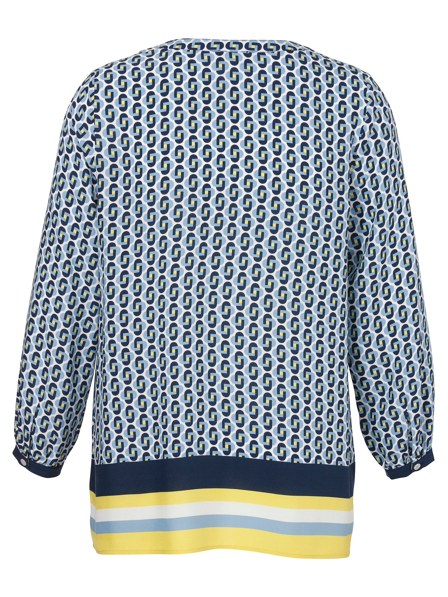 Via Appia Blue Geometric Print Blouse