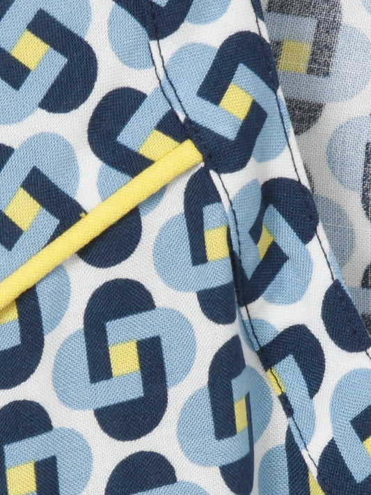 Via Appia Blue Geometric Print Blouse