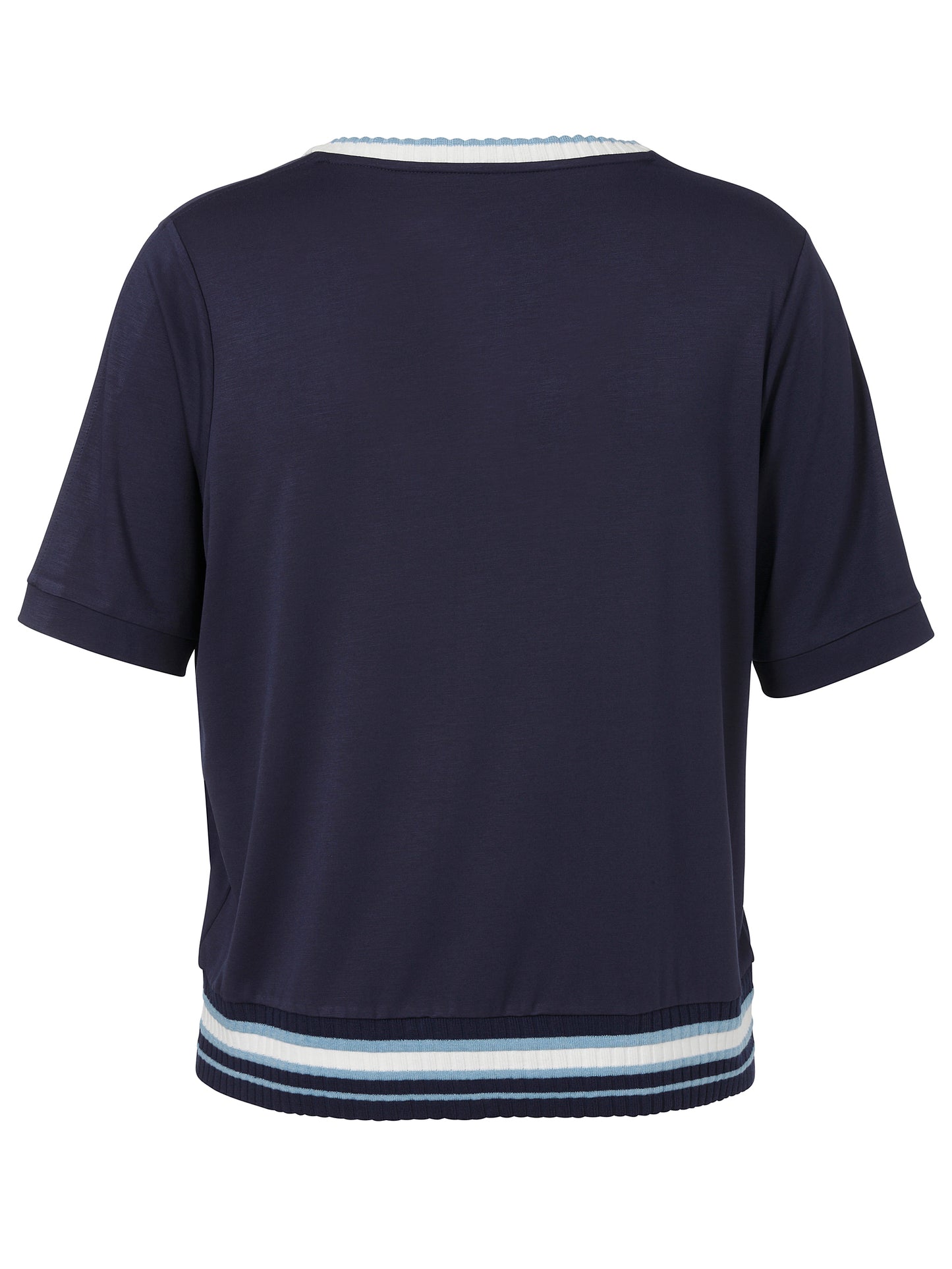 Via Appia Navy V-Neck Short Sleeve Top