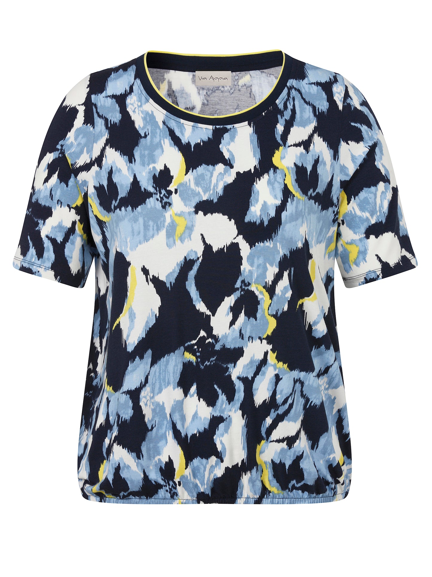 Via Appia Navy and Blue Printed T Shirt