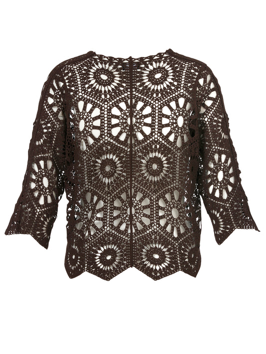 Via Appia Brown Knit Cardigan