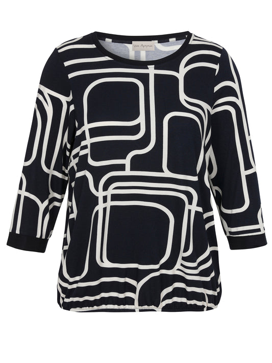 Via Appia Navy Abstract Print Top
