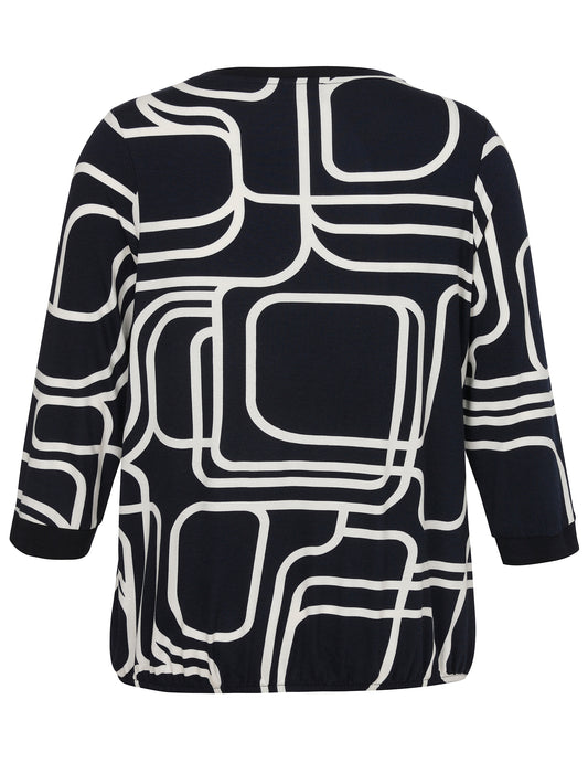 Via Appia Navy Abstract Print Top