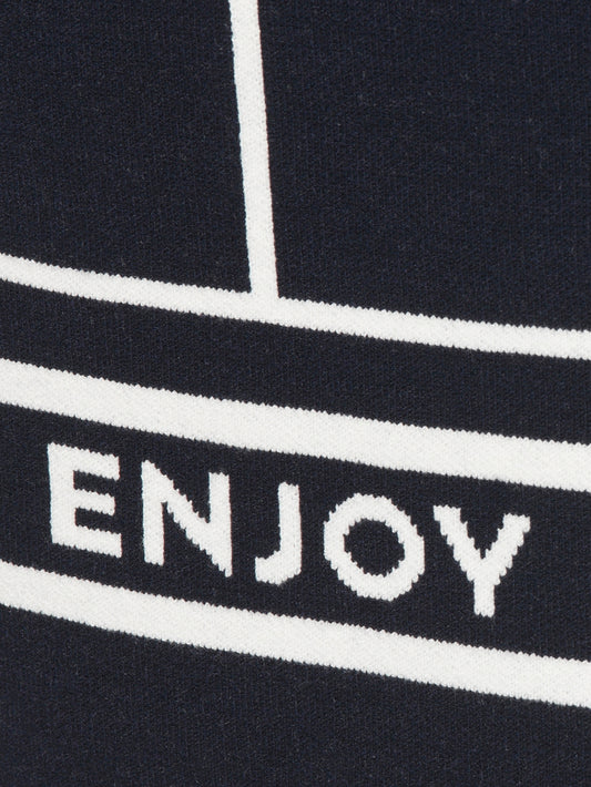 Via Appia Navy and White Check Knit Jacket