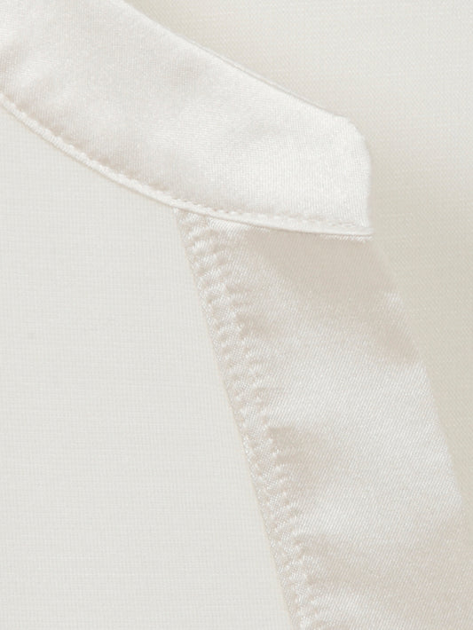 Via Appia Plain Cream Jersey V-Neck Top